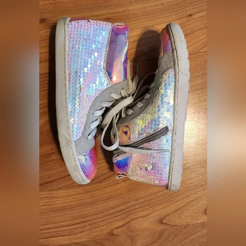 Justice Girls Sneakers sz6 Sequin EUC